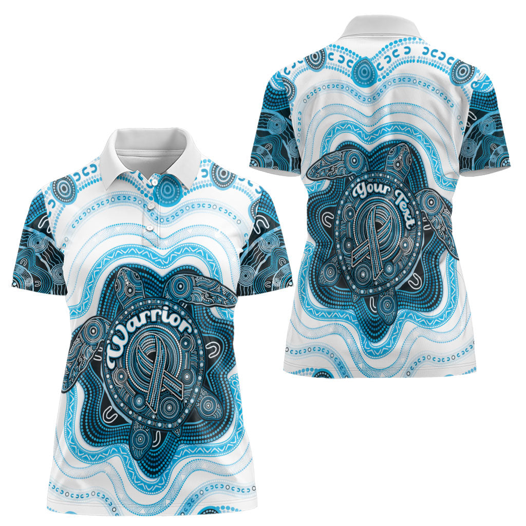 Personalised Prostate Cancer Awareness Month Women Polo Shirt Warrior Ribbon Turtle Dot Art Pattern