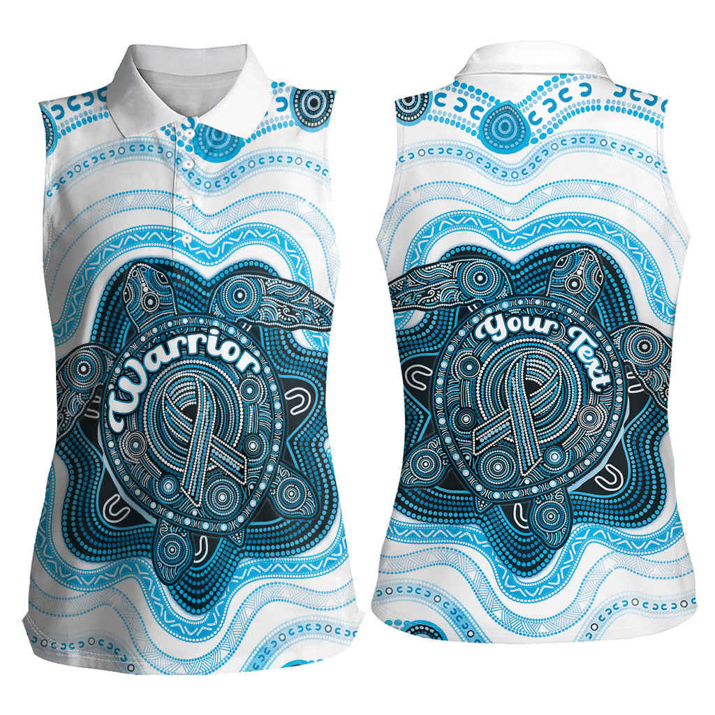 Personalised Prostate Cancer Awareness Month Women Sleeveless Polo Shirt Warrior Ribbon Turtle Dot Art Pattern