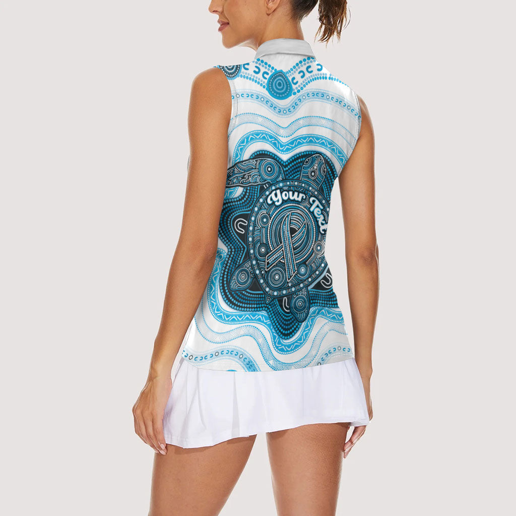 Personalised Prostate Cancer Awareness Month Women Sleeveless Polo Shirt Warrior Ribbon Turtle Dot Art Pattern