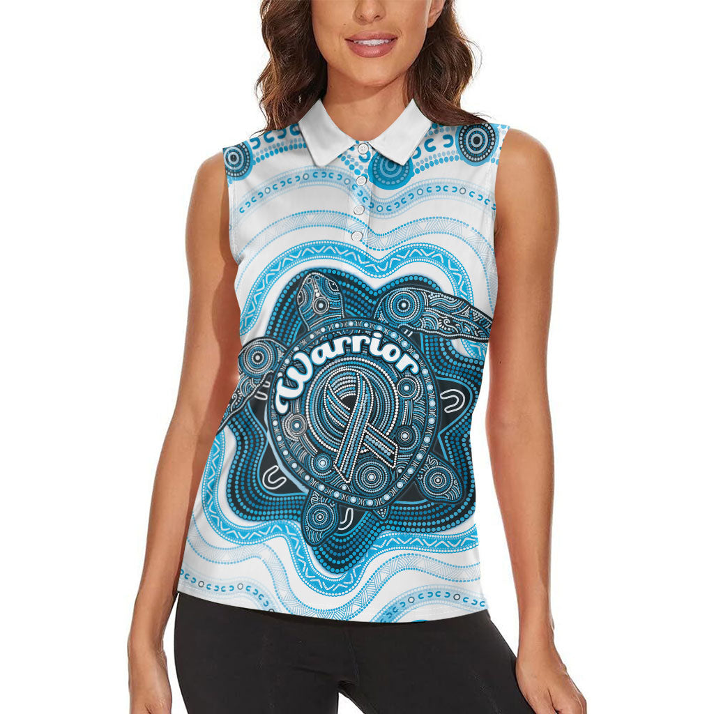 Personalised Prostate Cancer Awareness Month Women Sleeveless Polo Shirt Warrior Ribbon Turtle Dot Art Pattern