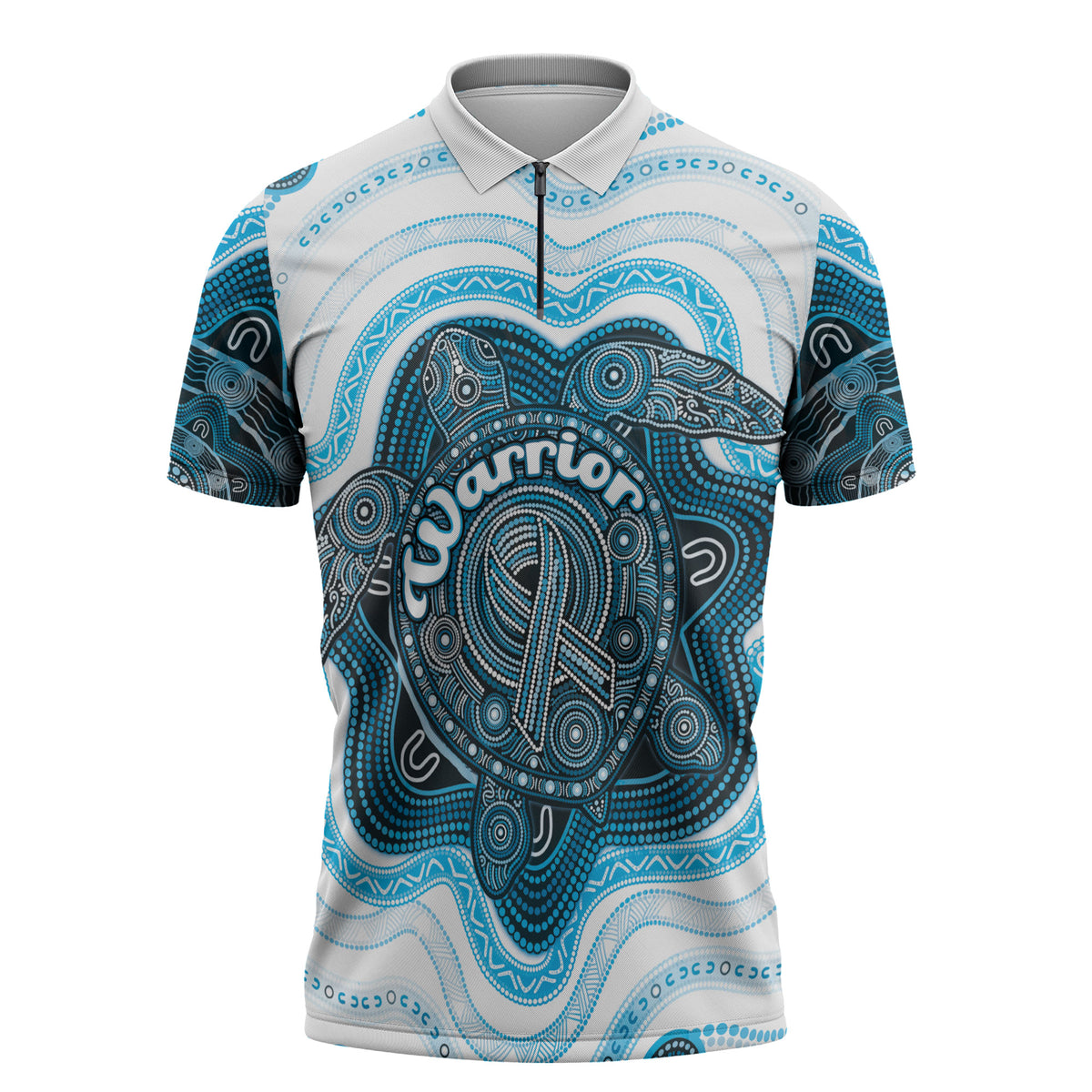 Personalised Prostate Cancer Awareness Month Zipper Polo Shirt Warrior Ribbon Turtle Dot Art Pattern