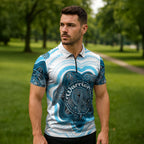 Personalised Prostate Cancer Awareness Month Zipper Polo Shirt Warrior Ribbon Turtle Dot Art Pattern