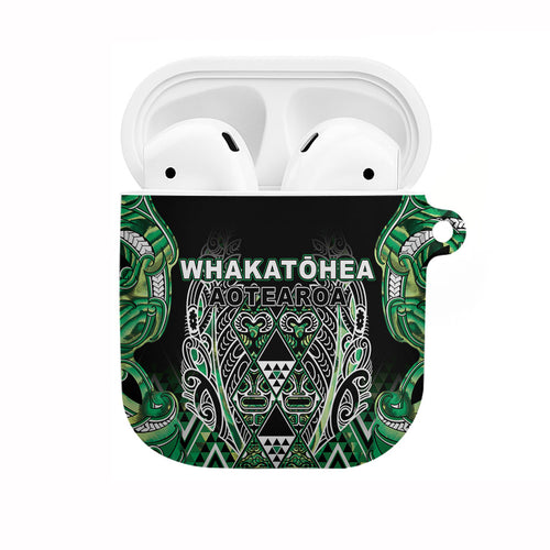 Aotearoa Whakatohea AirPods Case Maori Tribal Green Abalone Paua Shell Pattern