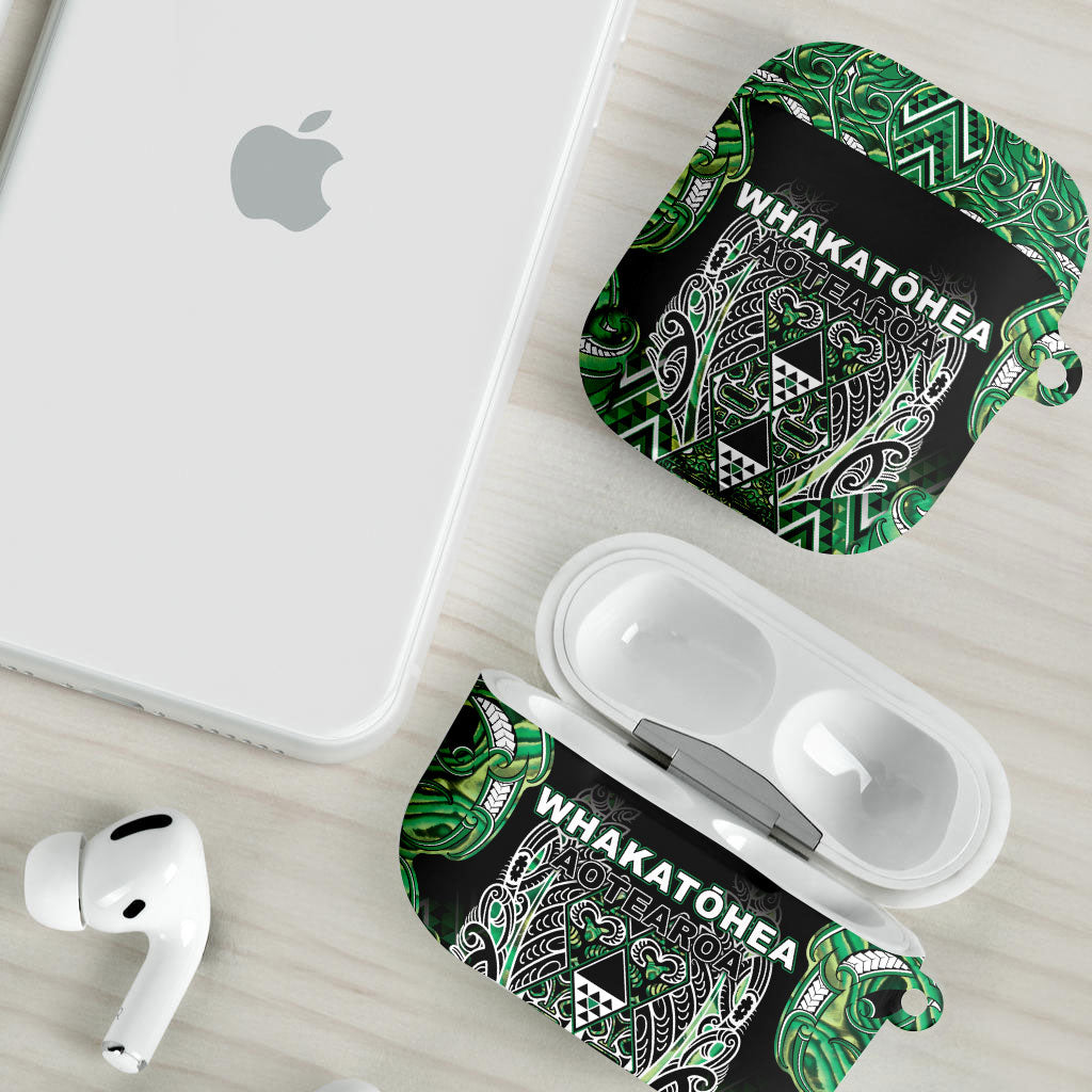 Aotearoa Whakatohea AirPods Case Maori Tribal Green Abalone Paua Shell Pattern