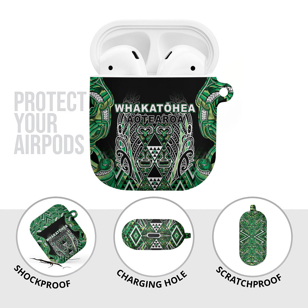 Aotearoa Whakatohea AirPods Case Maori Tribal Green Abalone Paua Shell Pattern