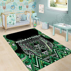 Aotearoa Whakatohea Area Rug Maori Tribal Green Abalone Paua Shell Pattern