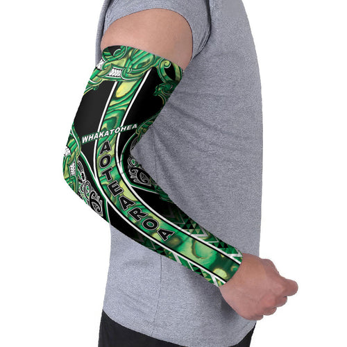Aotearoa Whakatohea Arm Sleeves Maori Tribal Green Abalone Paua Shell Pattern