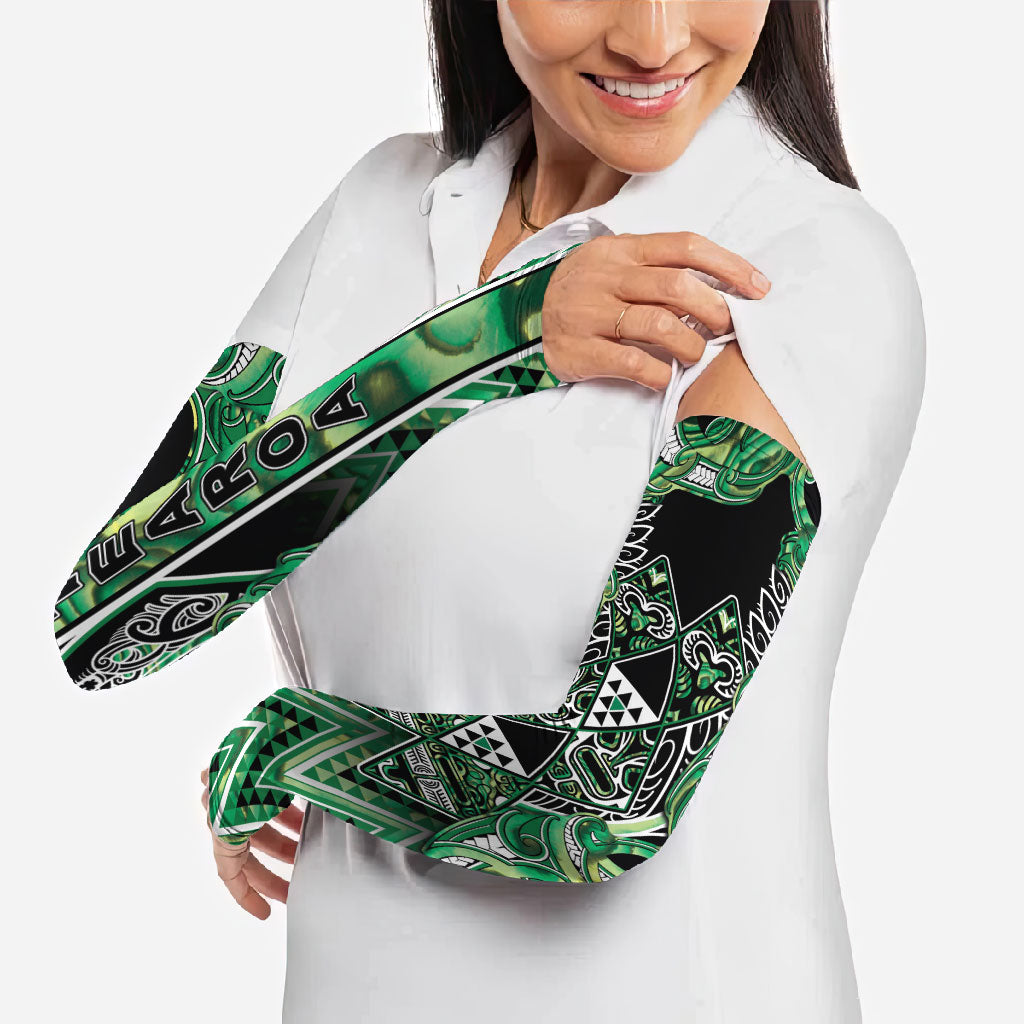 Aotearoa Whakatohea Arm Sleeves Maori Tribal Green Abalone Paua Shell Pattern