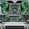 Aotearoa Whakatohea Auto Sun Shade Maori Tribal Green Abalone Paua Shell Pattern