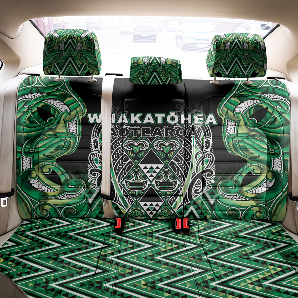 Aotearoa Whakatohea Back Car Seat Cover Maori Tribal Green Abalone Paua Shell Pattern