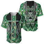 Aotearoa Whakatohea Baseball Jersey Maori Tribal Green Abalone Paua Shell Pattern