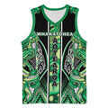 Aotearoa Whakatohea Basketball Jersey Maori Tribal Green Abalone Paua Shell Pattern