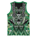 Aotearoa Whakatohea Basketball Jersey Maori Tribal Green Abalone Paua Shell Pattern
