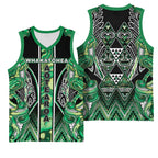 Aotearoa Whakatohea Basketball Jersey Maori Tribal Green Abalone Paua Shell Pattern