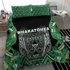Aotearoa Whakatohea Bedding Set Maori Tribal Green Abalone Paua Shell Pattern