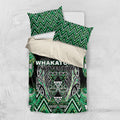 Aotearoa Whakatohea Bedding Set Maori Tribal Green Abalone Paua Shell Pattern