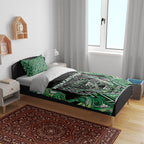 Aotearoa Whakatohea Bedding Set Maori Tribal Green Abalone Paua Shell Pattern