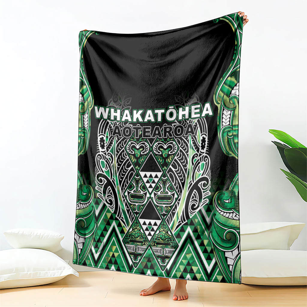 Aotearoa Whakatohea Blanket Maori Tribal Green Abalone Paua Shell Pattern