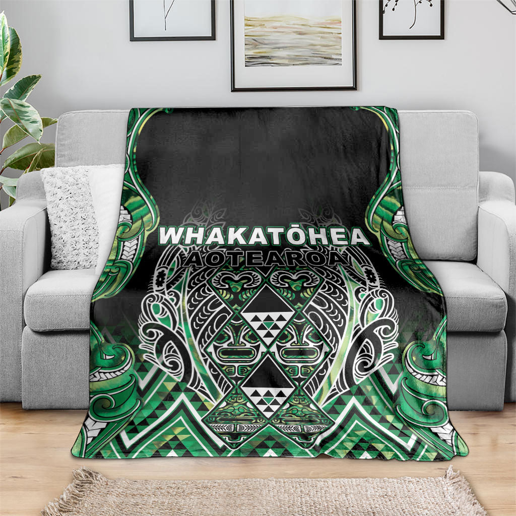 Aotearoa Whakatohea Blanket Maori Tribal Green Abalone Paua Shell Pattern