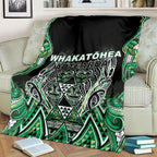 Aotearoa Whakatohea Blanket Maori Tribal Green Abalone Paua Shell Pattern
