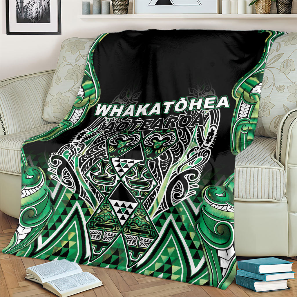 Aotearoa Whakatohea Blanket Maori Tribal Green Abalone Paua Shell Pattern