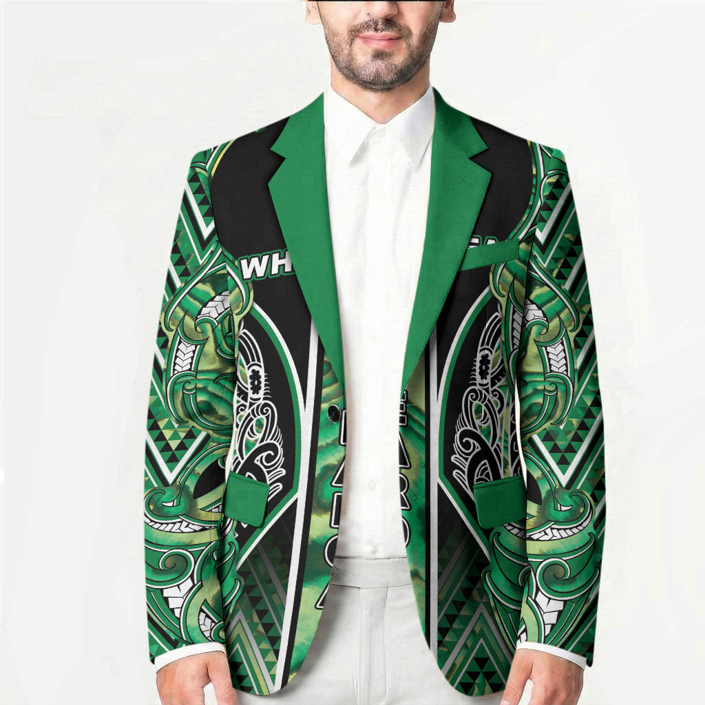 Aotearoa Whakatohea Blazer Maori Tribal Green Abalone Paua Shell Pattern