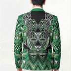 Aotearoa Whakatohea Blazer Maori Tribal Green Abalone Paua Shell Pattern