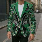 Aotearoa Whakatohea Blazer Maori Tribal Green Abalone Paua Shell Pattern