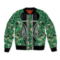 Aotearoa Whakatohea Bomber Jacket Maori Tribal Green Abalone Paua Shell Pattern
