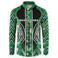 Aotearoa Whakatohea Button Sweatshirt Maori Tribal Green Abalone Paua Shell Pattern
