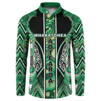 Aotearoa Whakatohea Button Sweatshirt Maori Tribal Green Abalone Paua Shell Pattern
