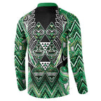 Aotearoa Whakatohea Button Sweatshirt Maori Tribal Green Abalone Paua Shell Pattern