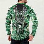 Aotearoa Whakatohea Button Sweatshirt Maori Tribal Green Abalone Paua Shell Pattern