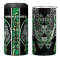 Aotearoa Whakatohea 4 in 1 Can Cooler Tumbler Maori Tribal Green Abalone Paua Shell Pattern