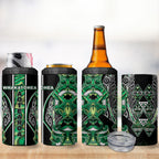 Aotearoa Whakatohea 4 in 1 Can Cooler Tumbler Maori Tribal Green Abalone Paua Shell Pattern