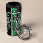 Aotearoa Whakatohea 4 in 1 Can Cooler Tumbler Maori Tribal Green Abalone Paua Shell Pattern