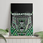 Aotearoa Whakatohea Canvas Wall Art Maori Tribal Green Abalone Paua Shell Pattern