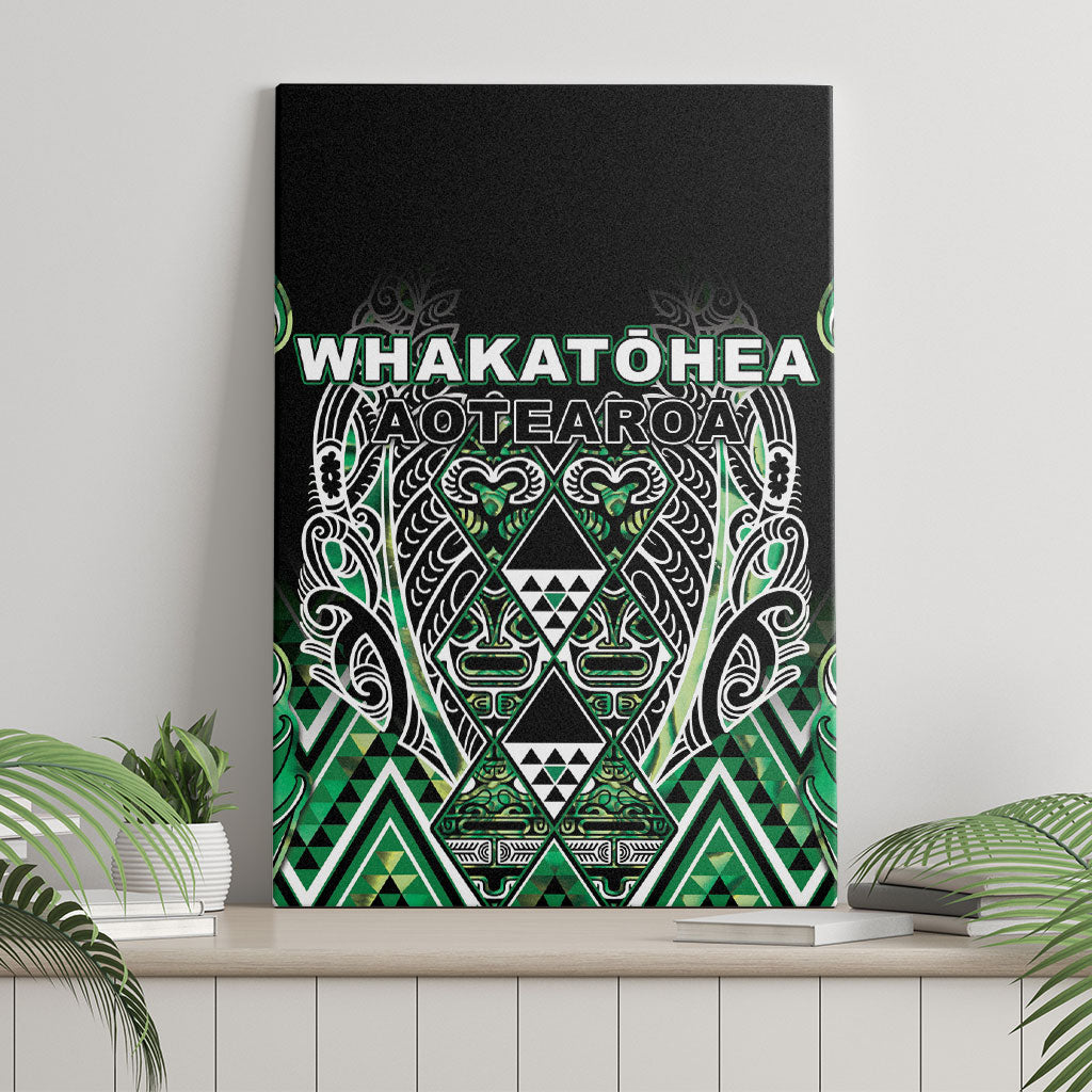 Aotearoa Whakatohea Canvas Wall Art Maori Tribal Green Abalone Paua Shell Pattern