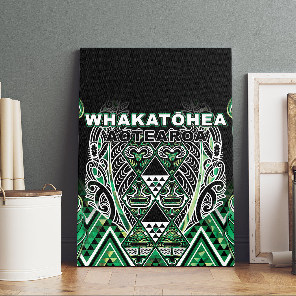 Aotearoa Whakatohea Canvas Wall Art Maori Tribal Green Abalone Paua Shell Pattern