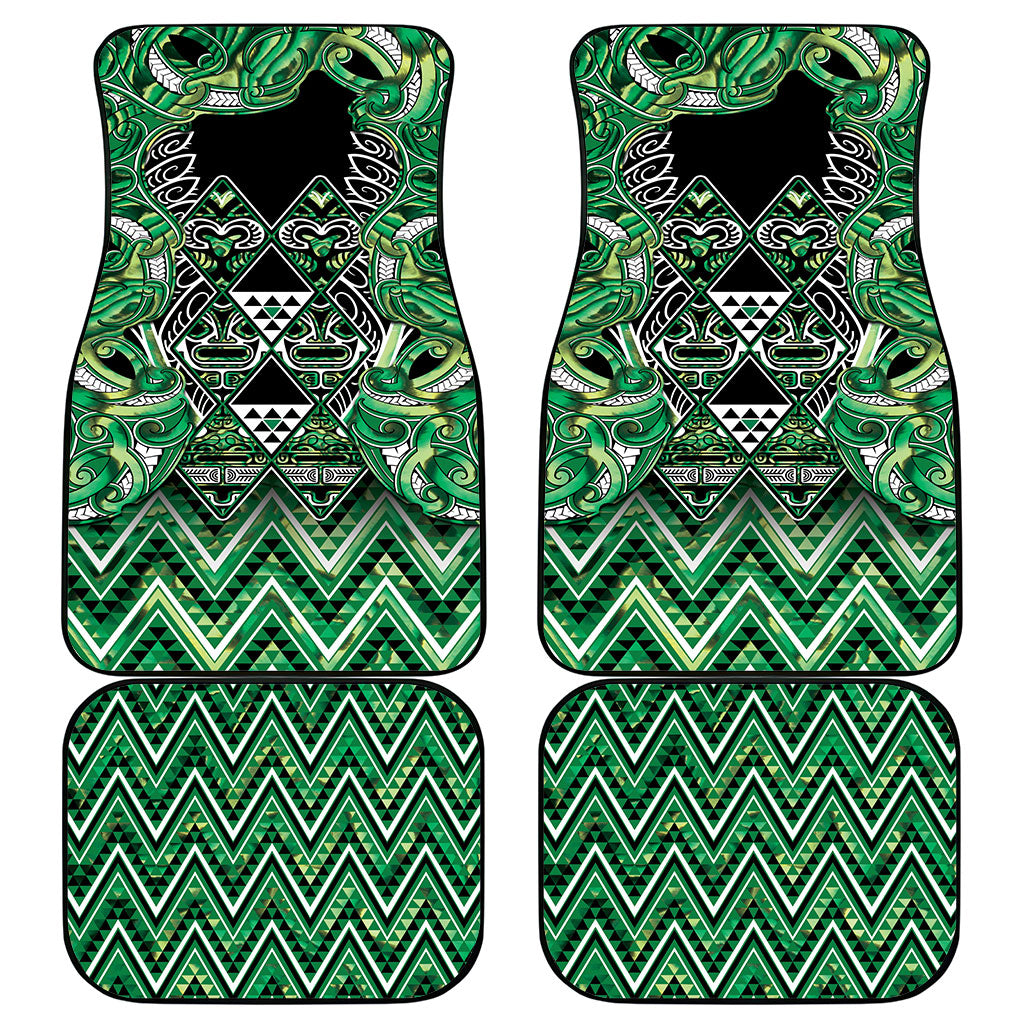 Aotearoa Whakatohea Car Mats Maori Tribal Green Abalone Paua Shell Pattern