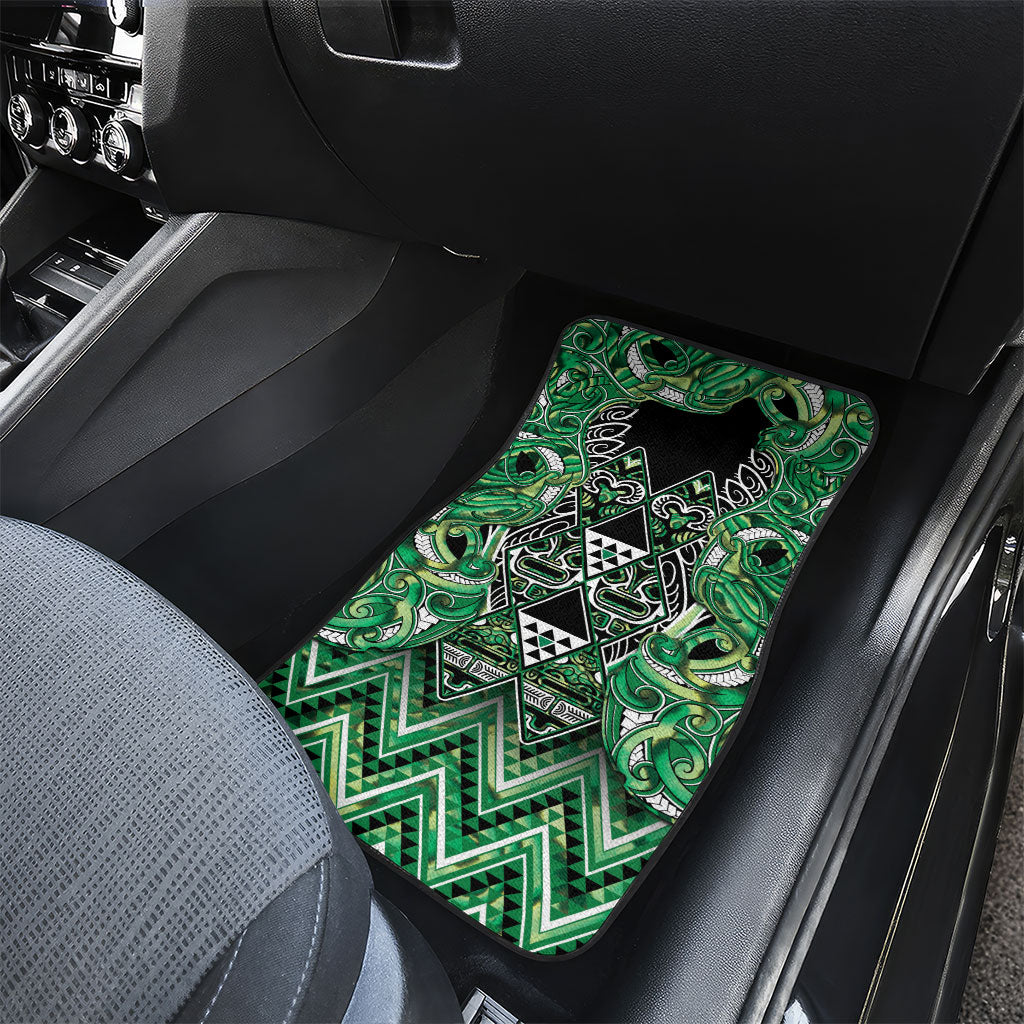 Aotearoa Whakatohea Car Mats Maori Tribal Green Abalone Paua Shell Pattern