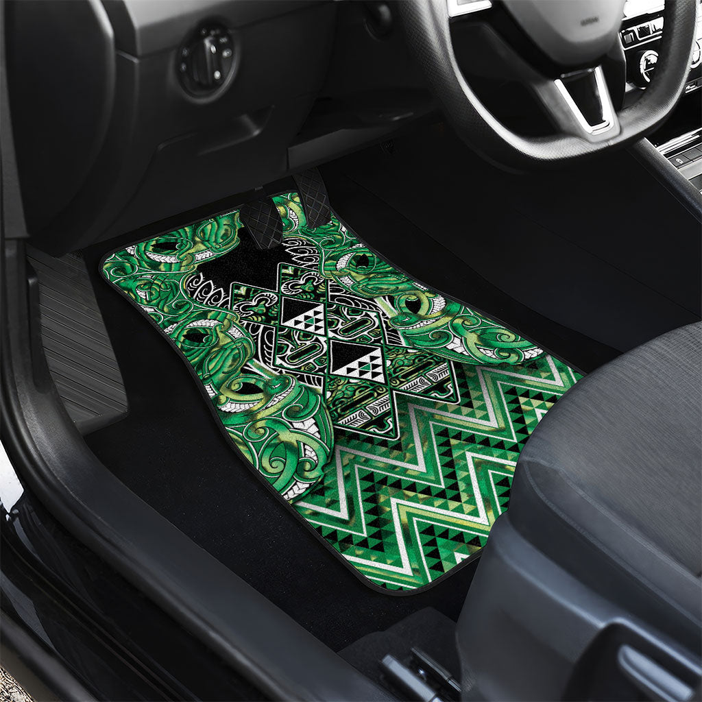 Aotearoa Whakatohea Car Mats Maori Tribal Green Abalone Paua Shell Pattern