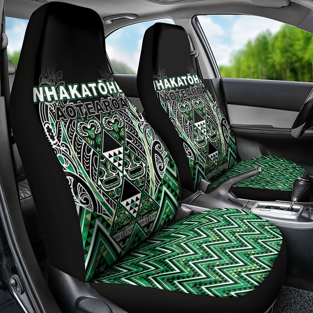 Aotearoa Whakatohea Car Seat Cover Maori Tribal Green Abalone Paua Shell Pattern