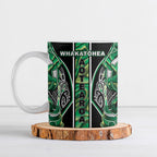 Aotearoa Whakatohea Ceramic Mug Maori Tribal Green Abalone Paua Shell Pattern
