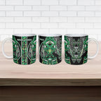 Aotearoa Whakatohea Ceramic Mug Maori Tribal Green Abalone Paua Shell Pattern