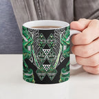 Aotearoa Whakatohea Ceramic Mug Maori Tribal Green Abalone Paua Shell Pattern