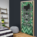 Aotearoa Whakatohea Door Cover Maori Tribal Green Abalone Paua Shell Pattern