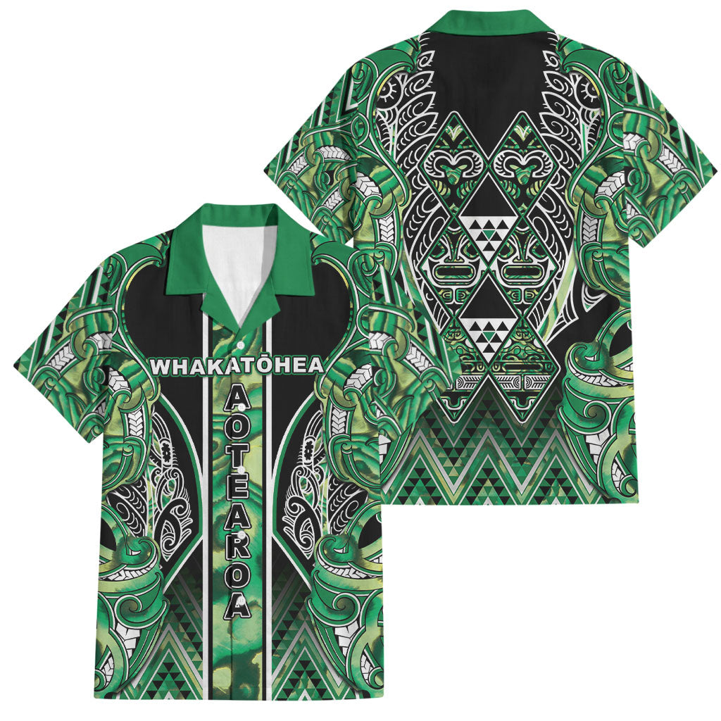 Aotearoa Whakatohea Family Matching Mermaid Dress and Hawaiian Shirt Maori Tribal Green Abalone Paua Shell Pattern