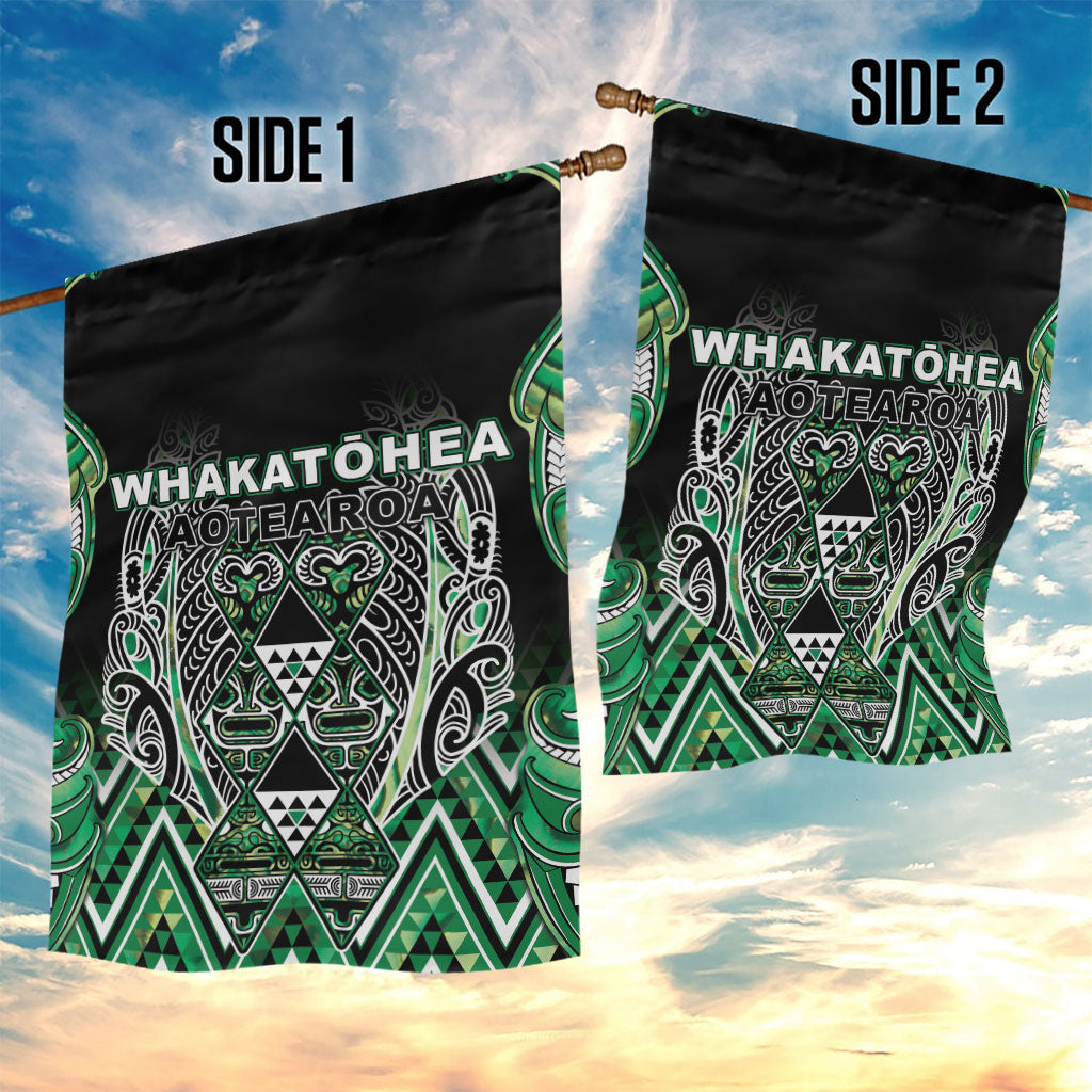 Aotearoa Whakatohea Garden Flag Maori Tribal Green Abalone Paua Shell Pattern
