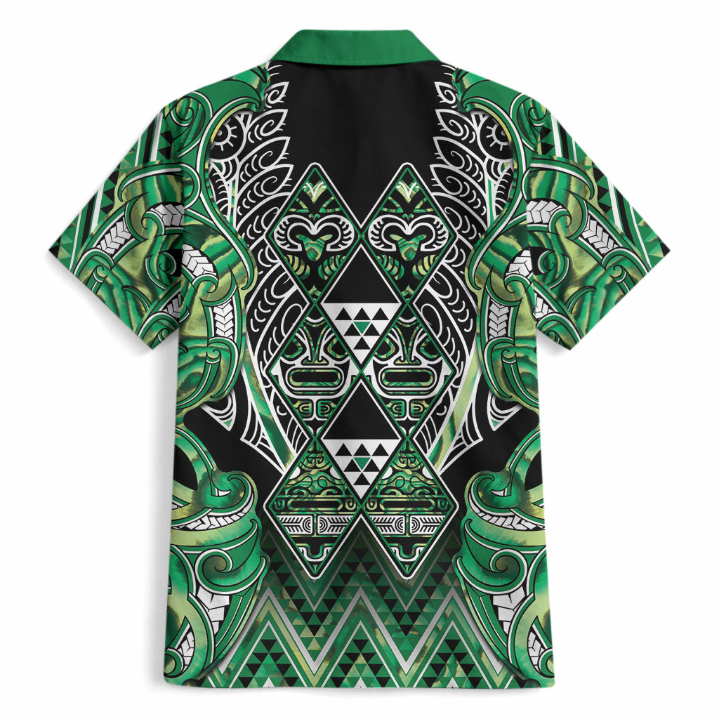 Aotearoa Whakatohea Hawaiian Shirt Maori Tribal Green Abalone Paua Shell Pattern